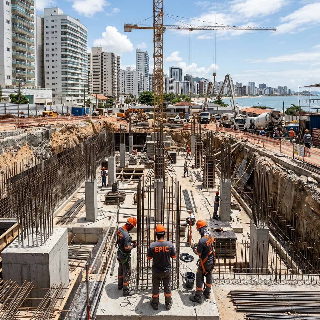 Passo 1/4: Fundação e Base da obra realizada pela Epic Engenharia