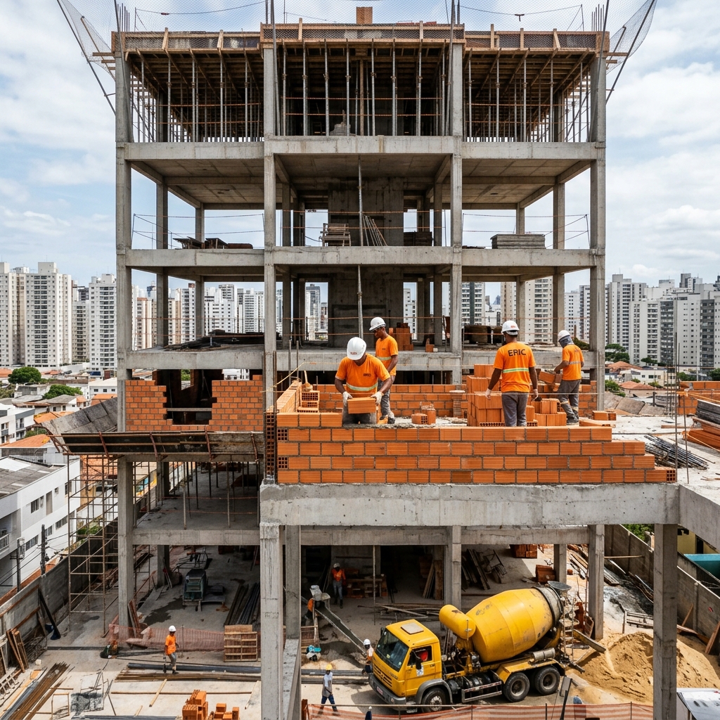 Passo 2/4: Alvenaria e Estrutura da obra realizada pela Epic Engenharia